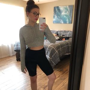 Grey cropped Gymshark hoodie